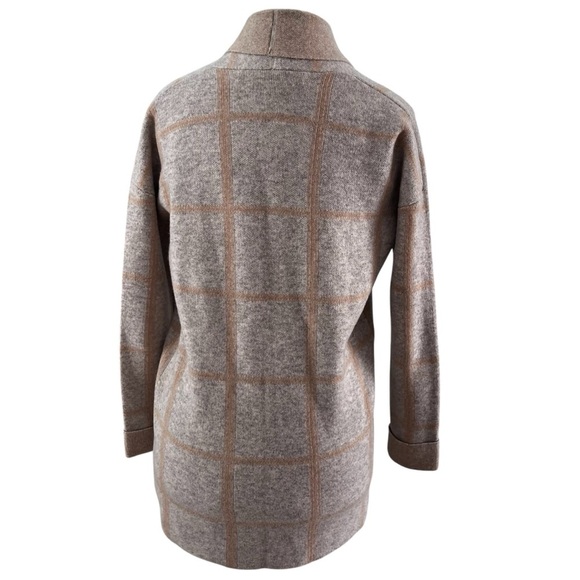 Max Studio 2-Ply Cashmere Sweater Cardigan Jacket Gray Peach Pockets Luxury S - Picture 2 of 8
